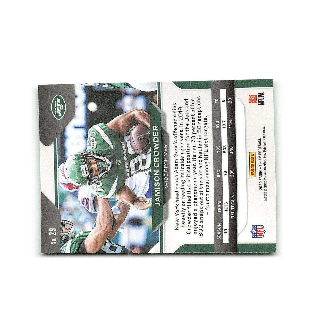 Jamison Crowder 2020 Panini Prizm #29 New York Jets Football Card NM