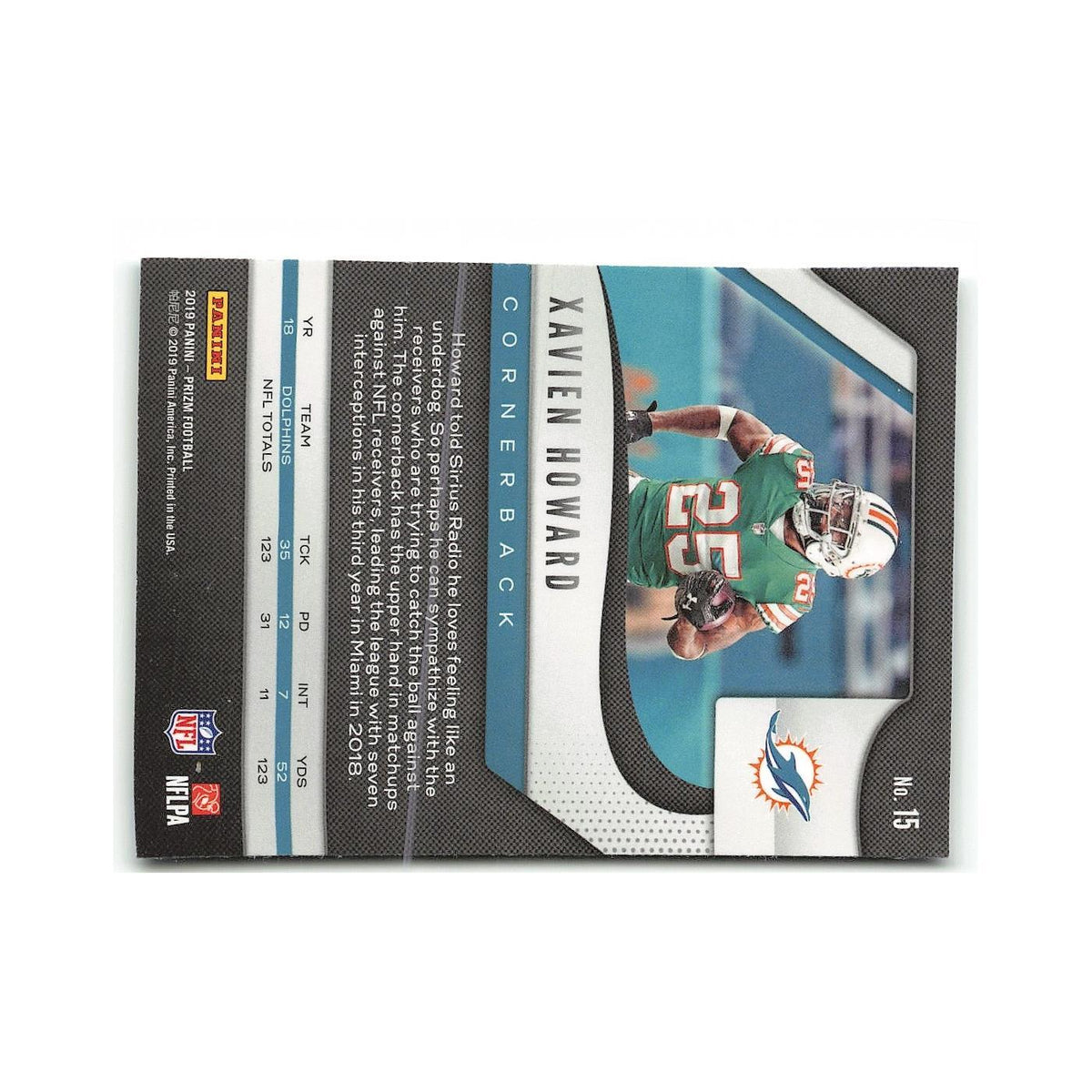 Xavien Howard 2019 Panini Prizm #15 Miami Dolphins Football Card NM