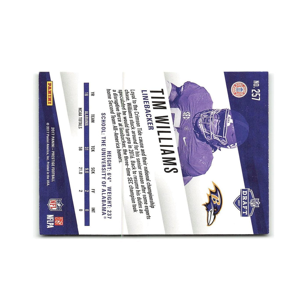 Tim Williams Rookie 2017 Panini Prestige #257 Baltimore Ravens Football Card NM