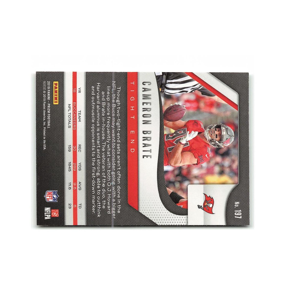 Cameron Brate 2019 Panini Prizm #197 Tampa Bay Buccaneers Football Card NM