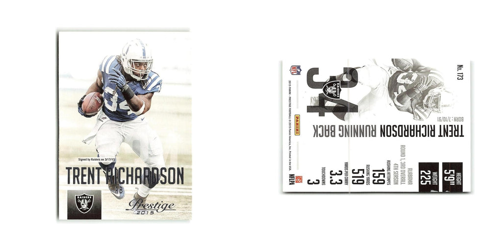 Trent Richardson 2015 Panini Prestige #173 Oakland Raiders Football Card NM