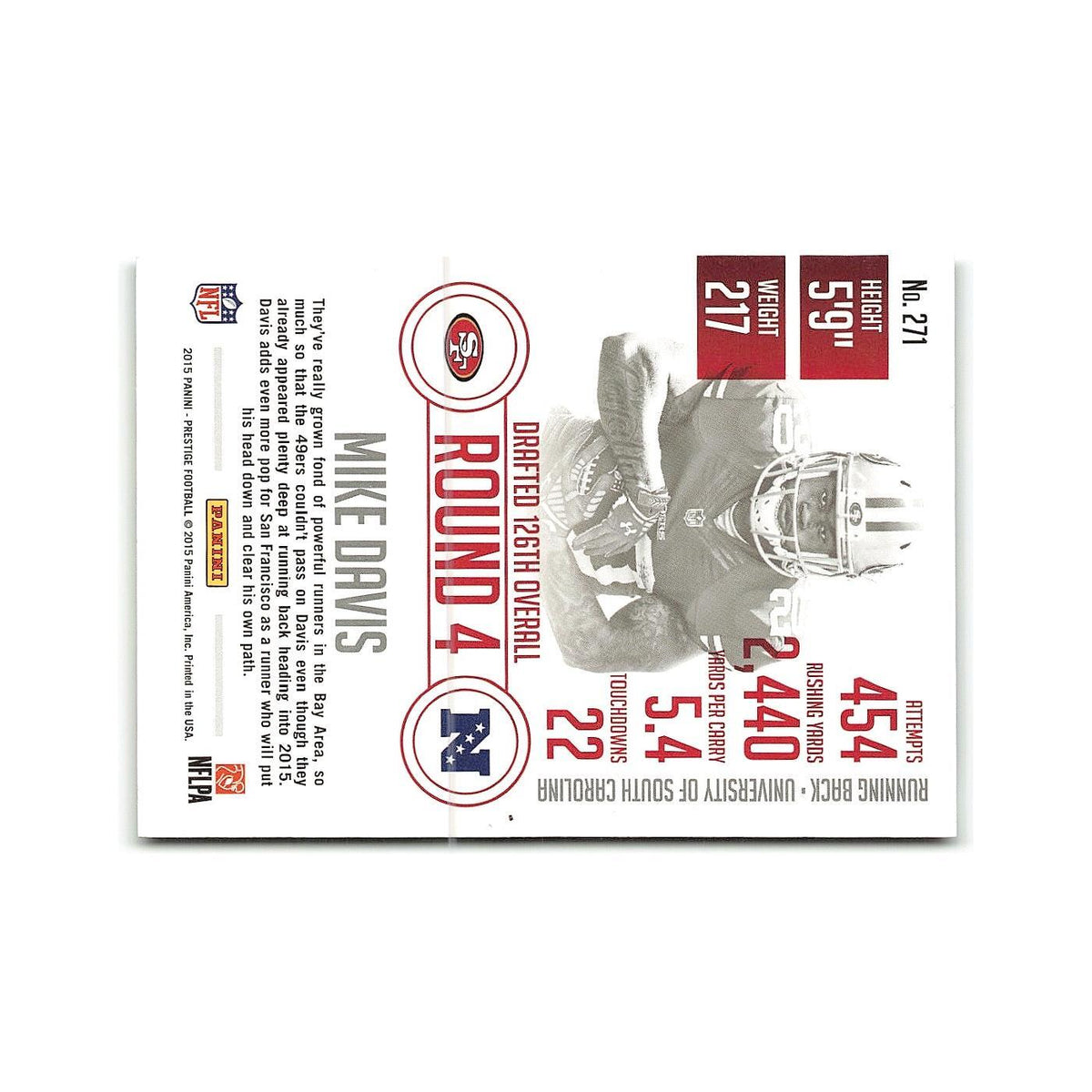 Mike Davis Rookie 2015 Panini Prestige #271B San Francisco 49ers NM