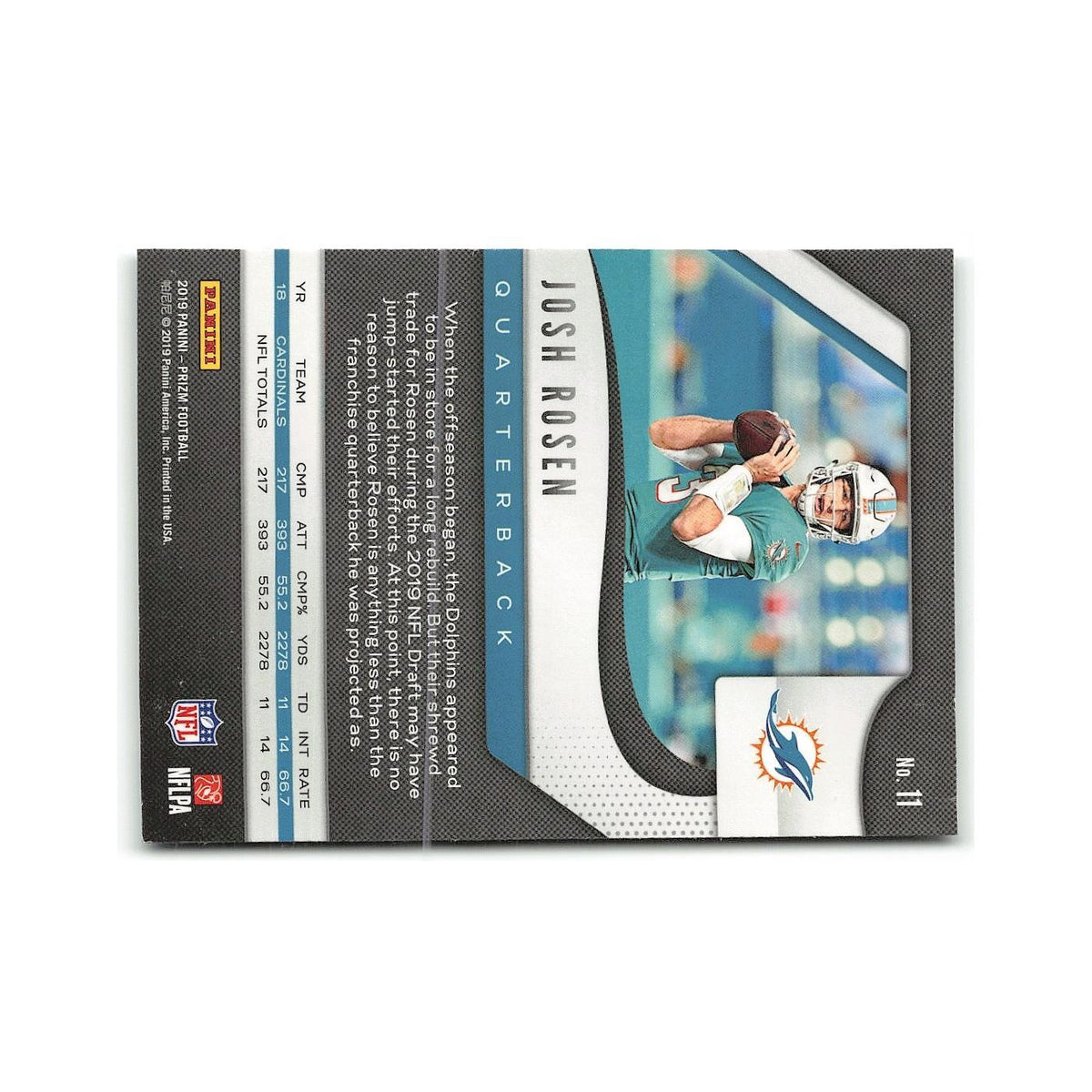 Josh Rosen 2019 Panini Prizm #11 Miami Dolphins Football Card NM
