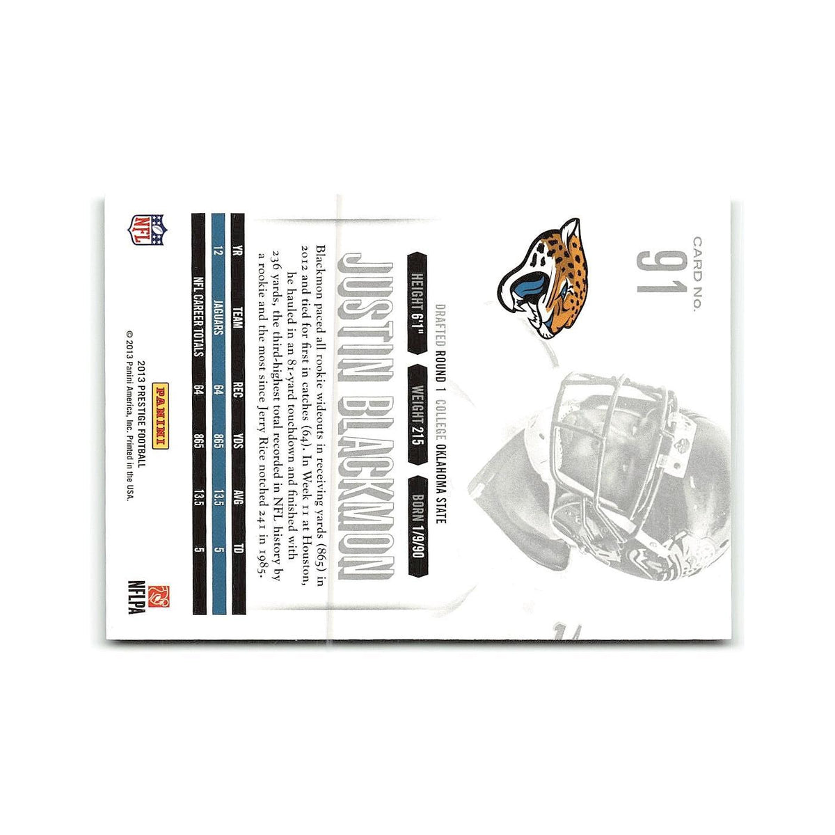 Justin Blackmon 2013 Panini Prestige #91 NM