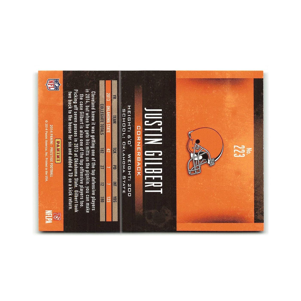 Justin Gilbert Rookie 2014 Panini Prestige #223 Cleveland Browns NM
