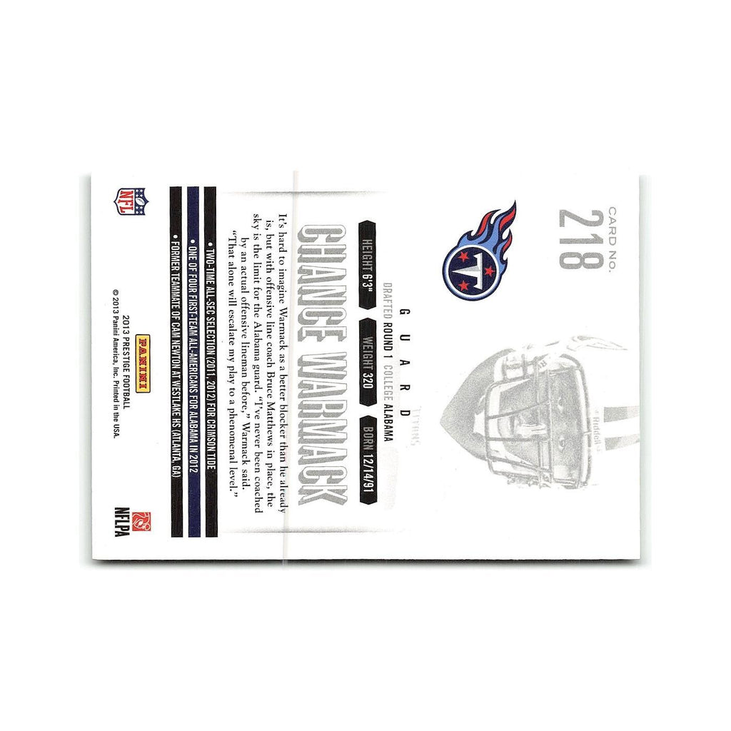 Chance Warmack Rookie 2013 Panini Prestige #218 Tennessee Titans NM