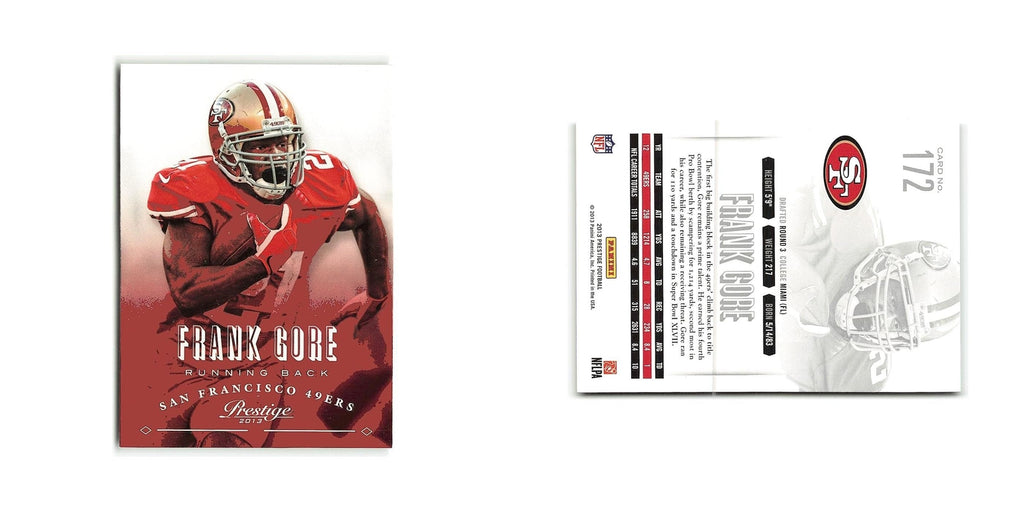 Frank Gore 2013 Panini Prestige #172 San Francisco 49ers Football Card NM
