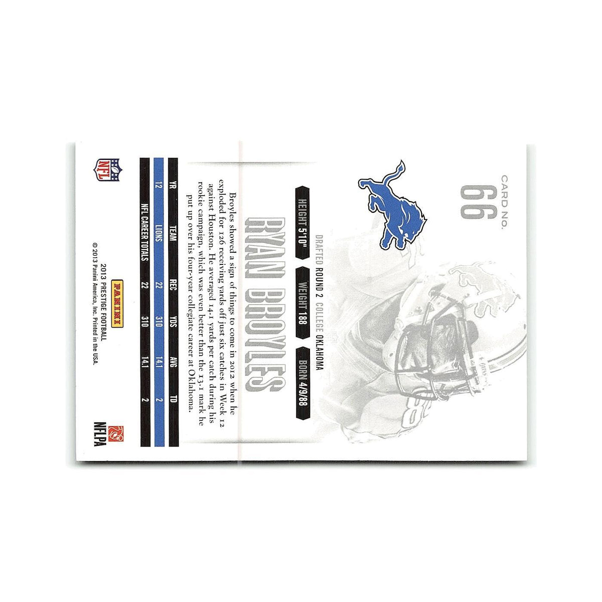 Ryan Broyles 2013 Panini Prestige #66 Tennessee Titans/Detroit Lions NM