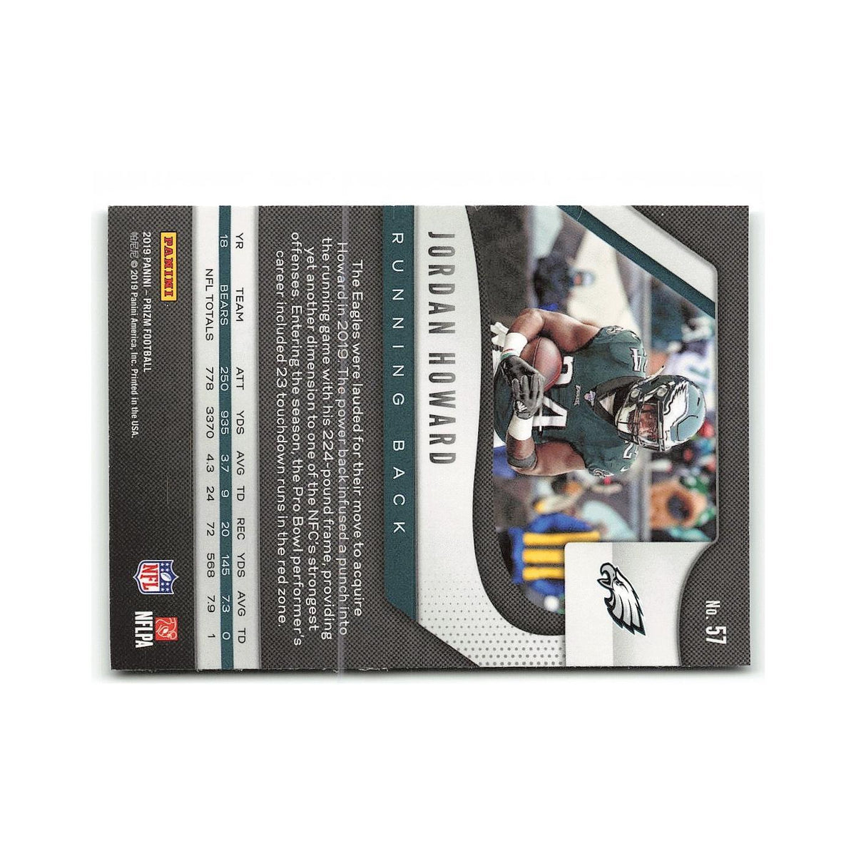 Jordan Howard 2019 Panini Prizm #57 Philadelphia Eagles Football Card NM