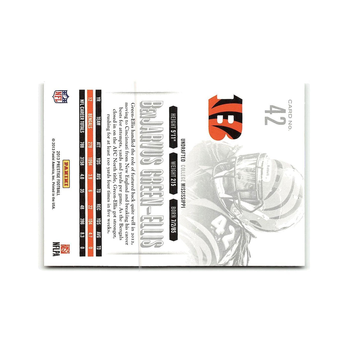 BenJarvus Green-Ellis 2013 Panini Prestige #42 Cincinnati Bengals NM
