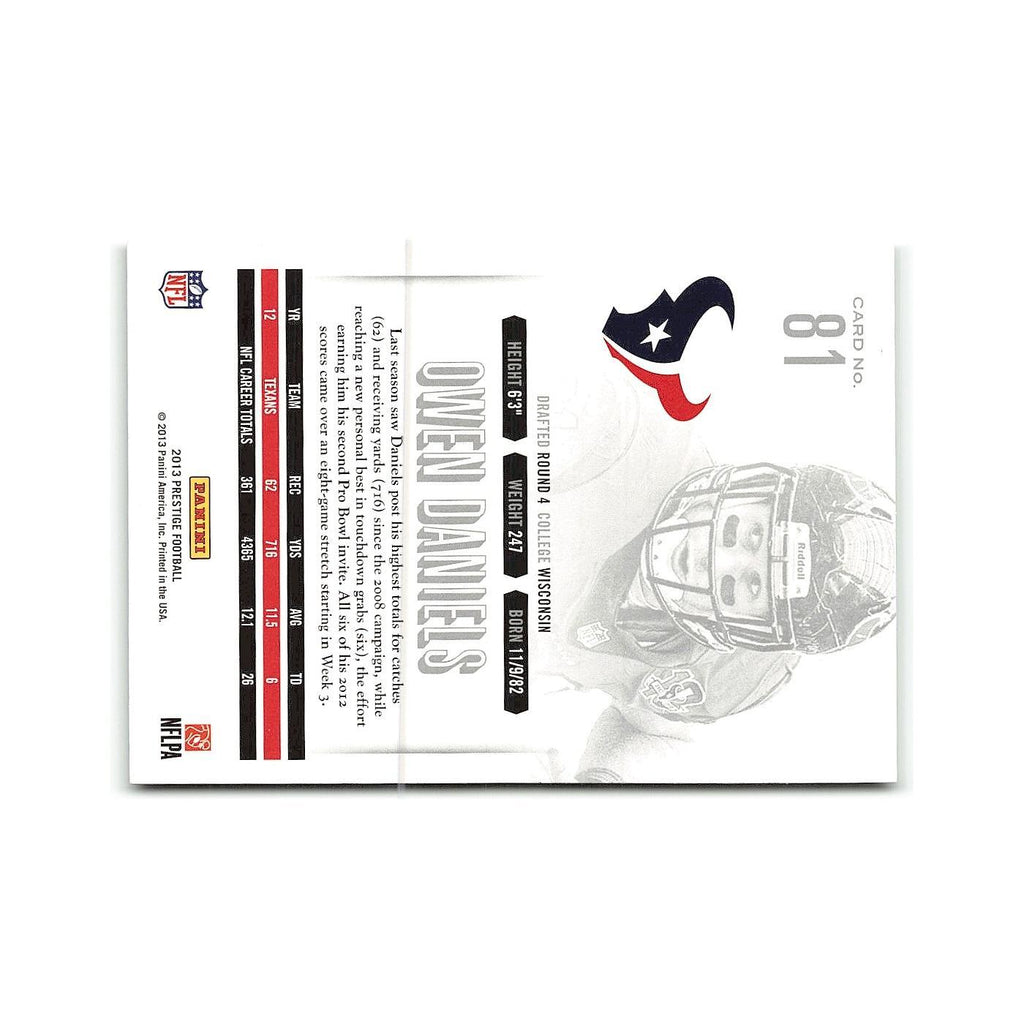 Owen Daniels 2013 Panini Prestige #81 Houston Texans Football Card NM