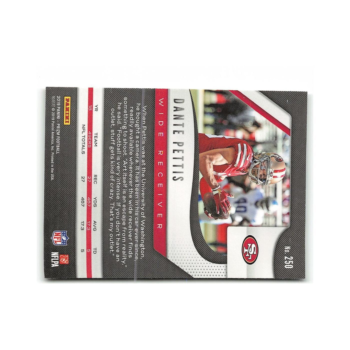 Dante Pettis 2019 Panini Prizm #250 San Francisco 49ers Football Card NM