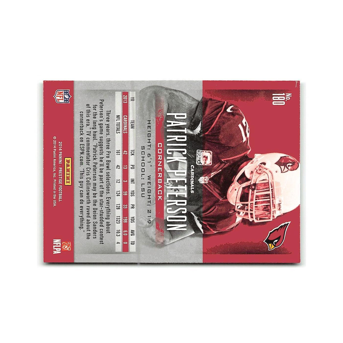 Patrick Peterson 2014 Panini Prestige #180 Arizona Cardinals Football Card NM