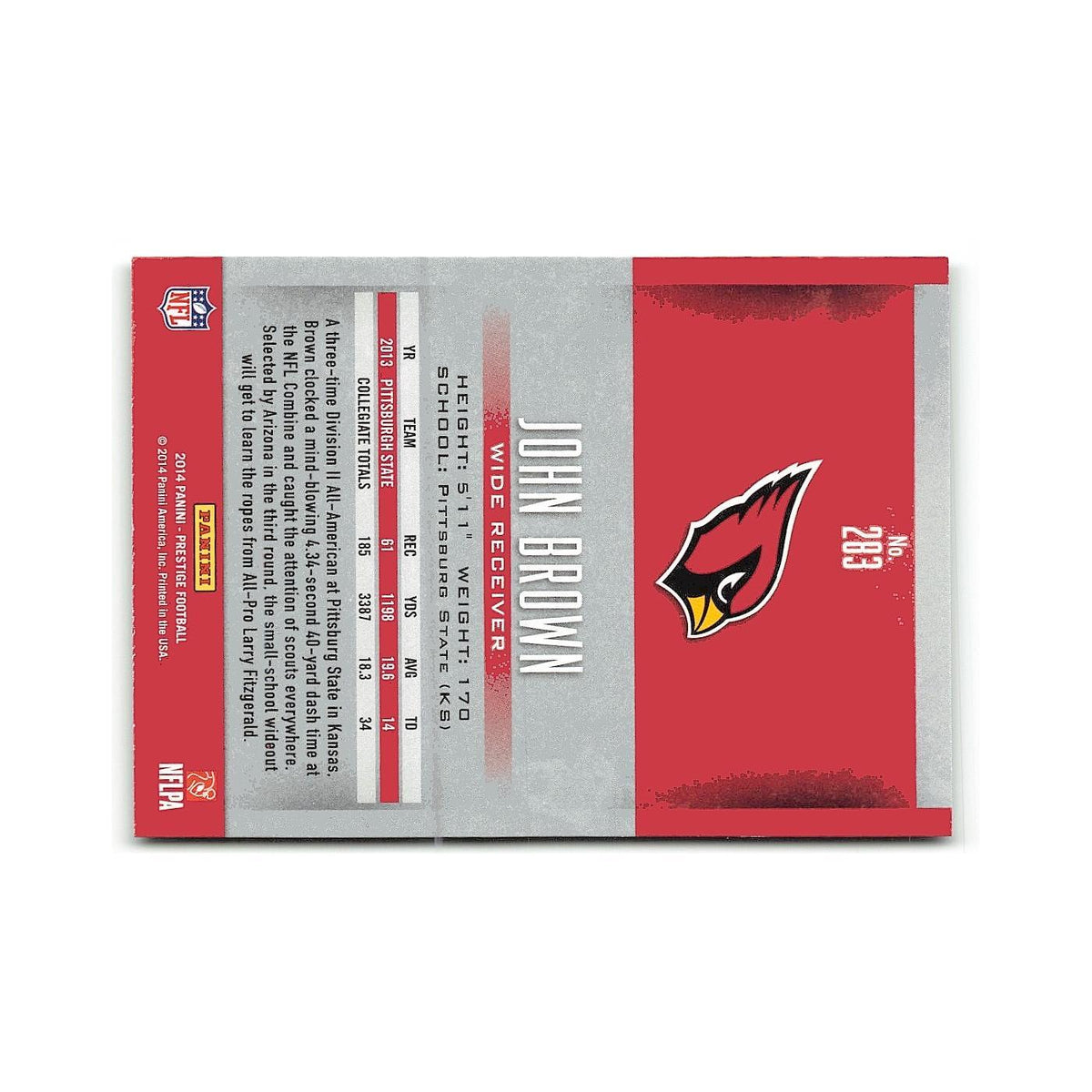 John Brown Rookie 2014 Panini Prestige #72 Arizona Cardinals Football Card NM