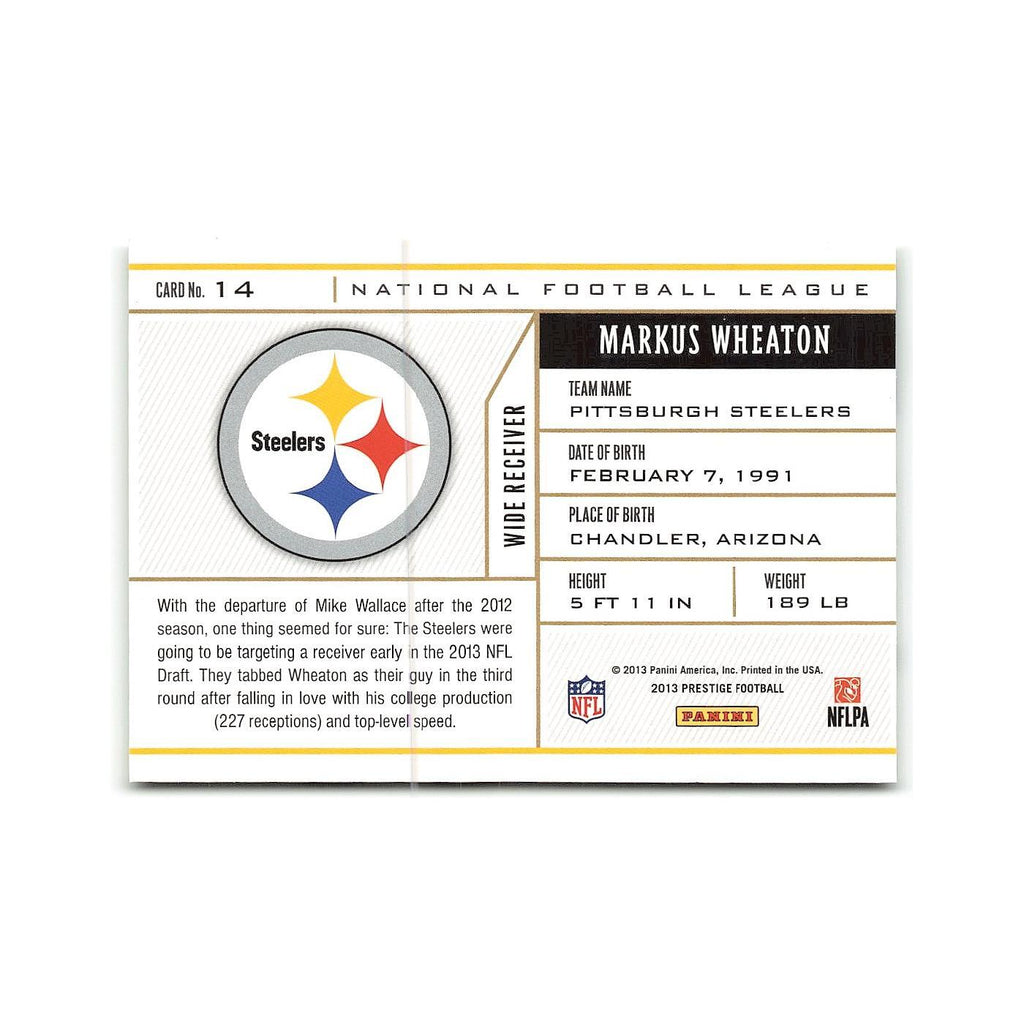 Markus Wheaton Rookie 2013 Panini Prestige #14 Pittsburgh Steelers NM