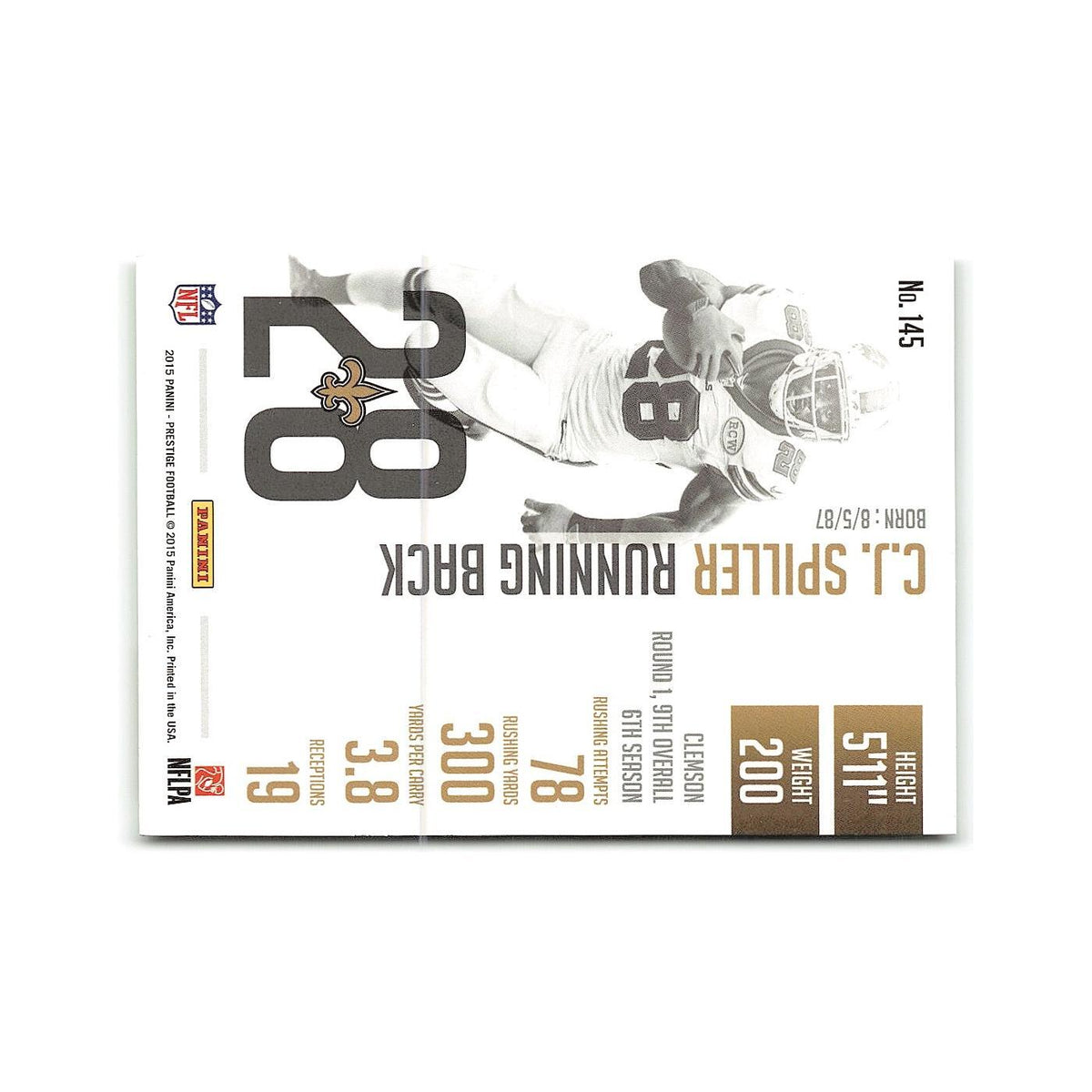 C.J. Spiller 2015 Panini Prestige #145 New Orleans Saints Football Card NM