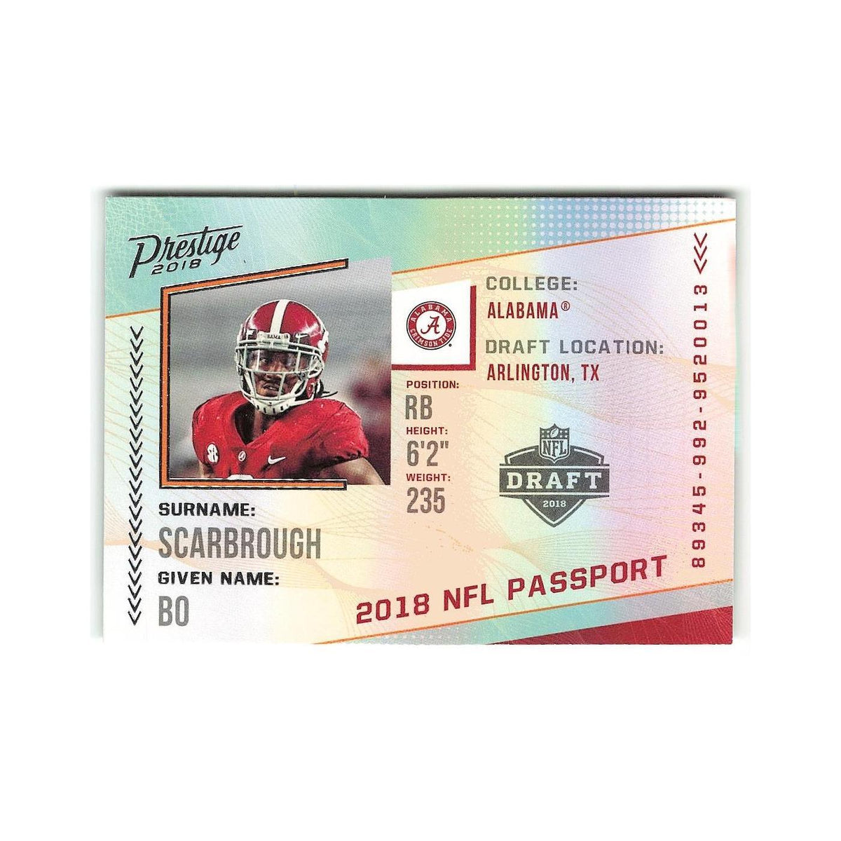 Bo Scarbrough 2018 Panini Prestige #PP-BS Football Card NM