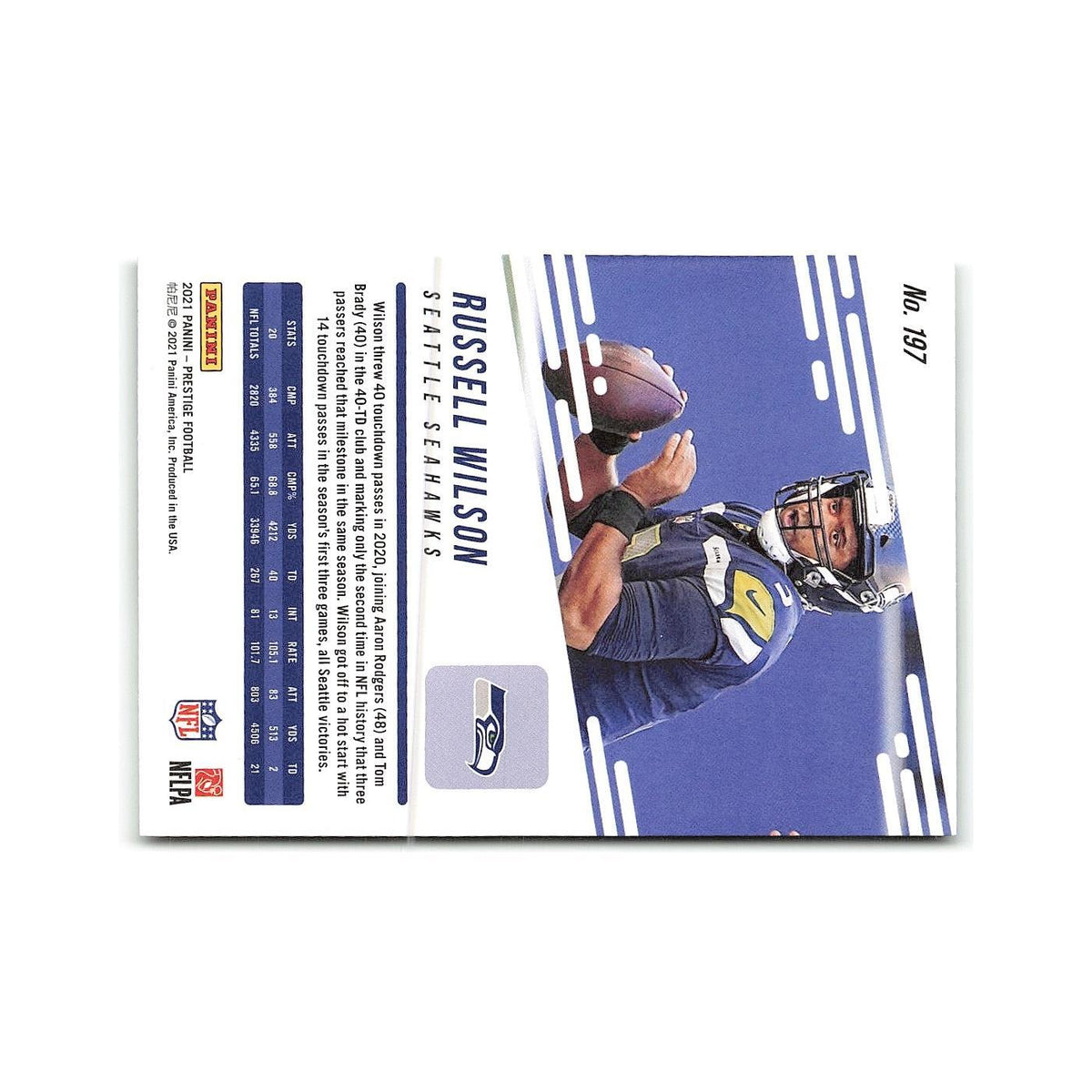 Russell Wilson 2021 Panini Prestige #197 Seattle Seahawks Football Card NM
