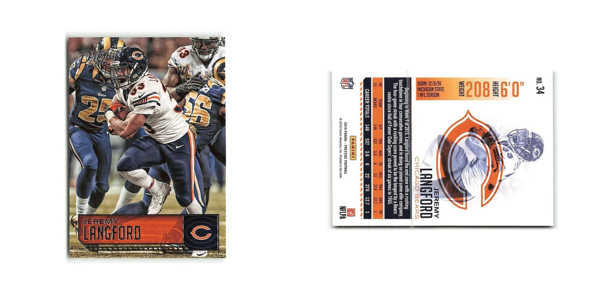 Jeremy Langford 2016 Panini Prestige #34 Chicago Bears Football Card NM