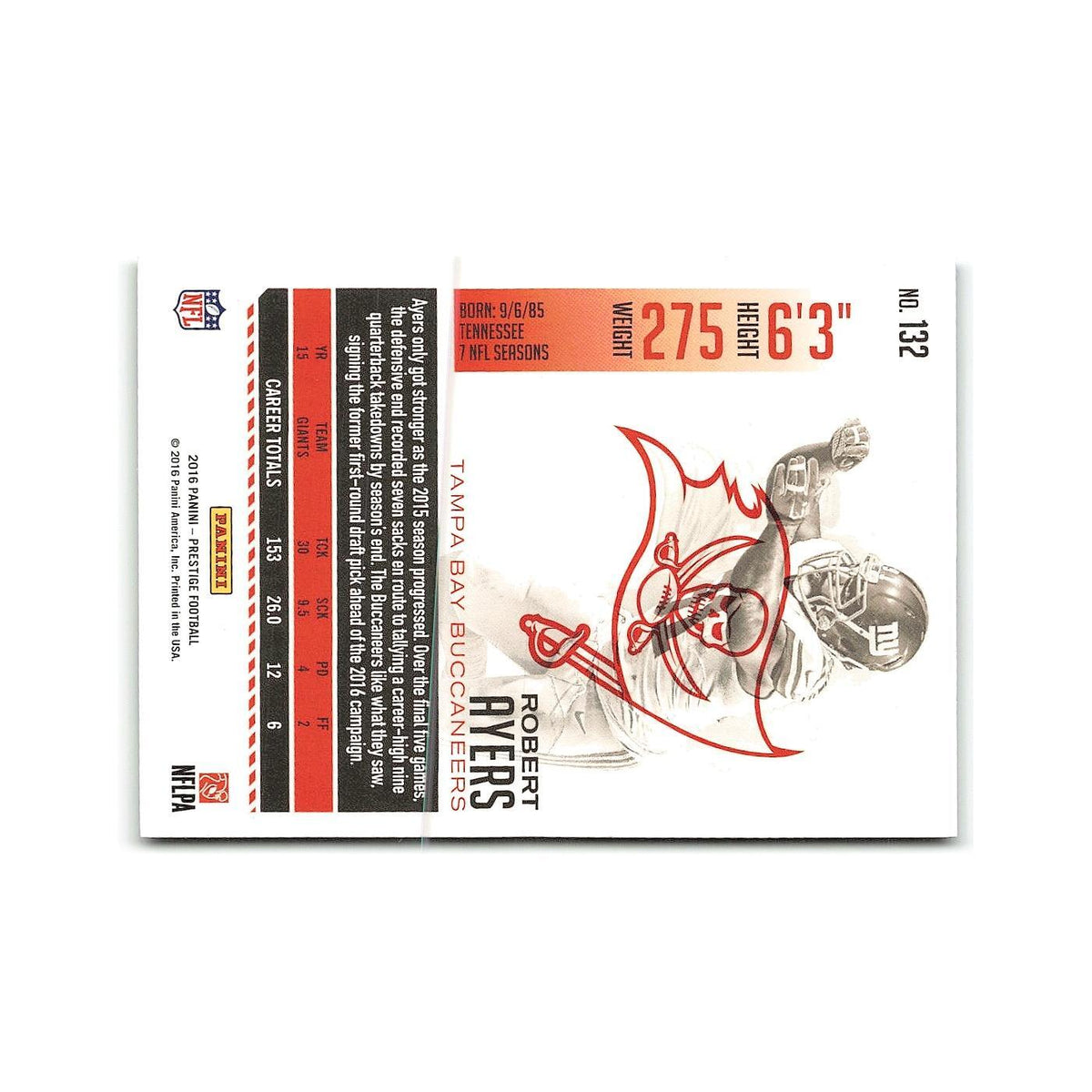 Robert Ayers 2016 Panini Prestige #132 Tampa Bay Buccaneers Football Card NM