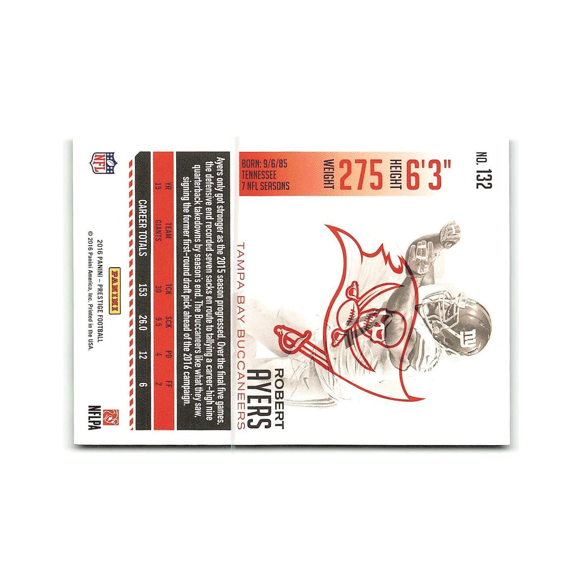 Robert Ayers 2016 Panini Prestige #132 Tampa Bay Buccaneers Football Card NM