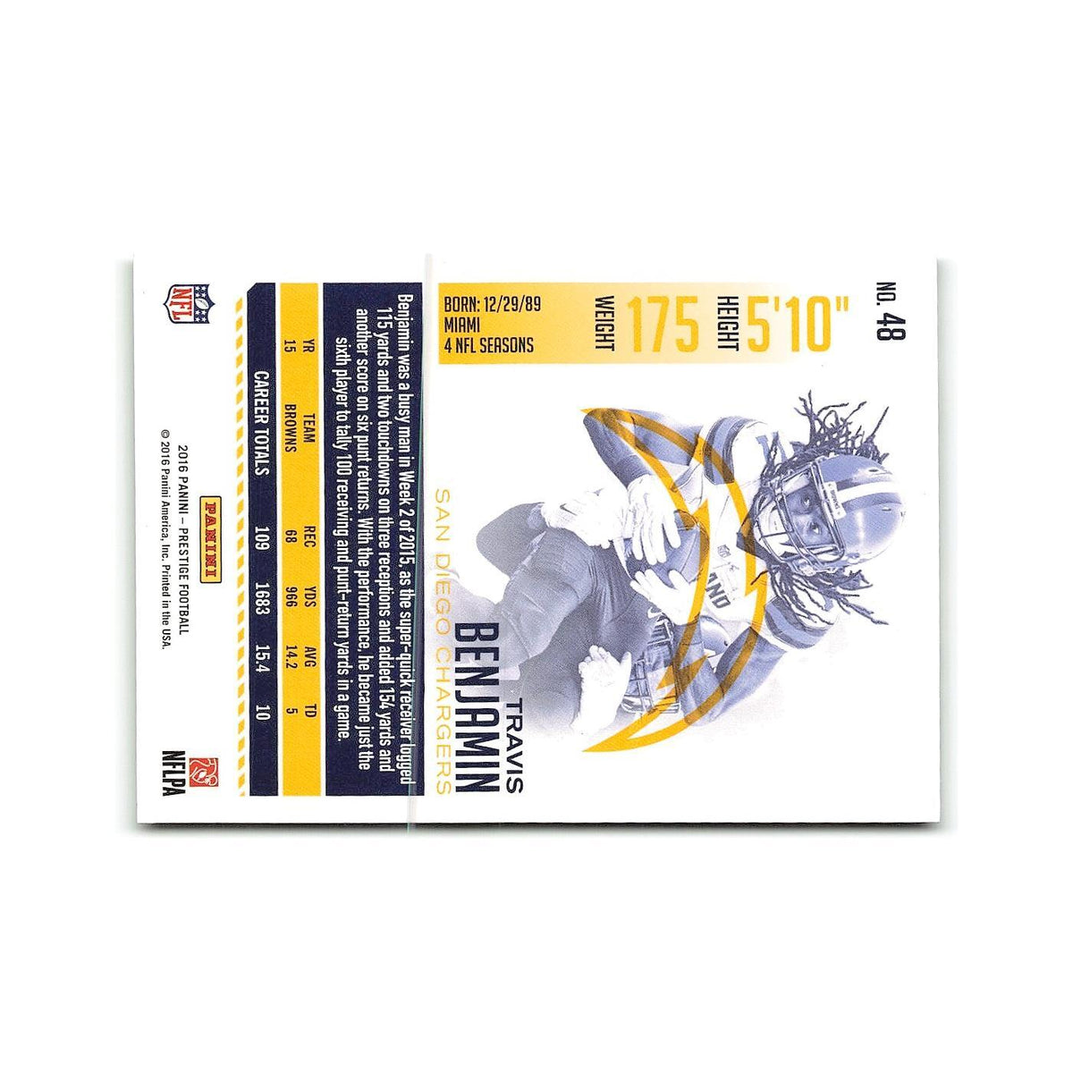 Travis Benjamin 2016 Panini Prestige #48 San Diego Chargers Football Card NM