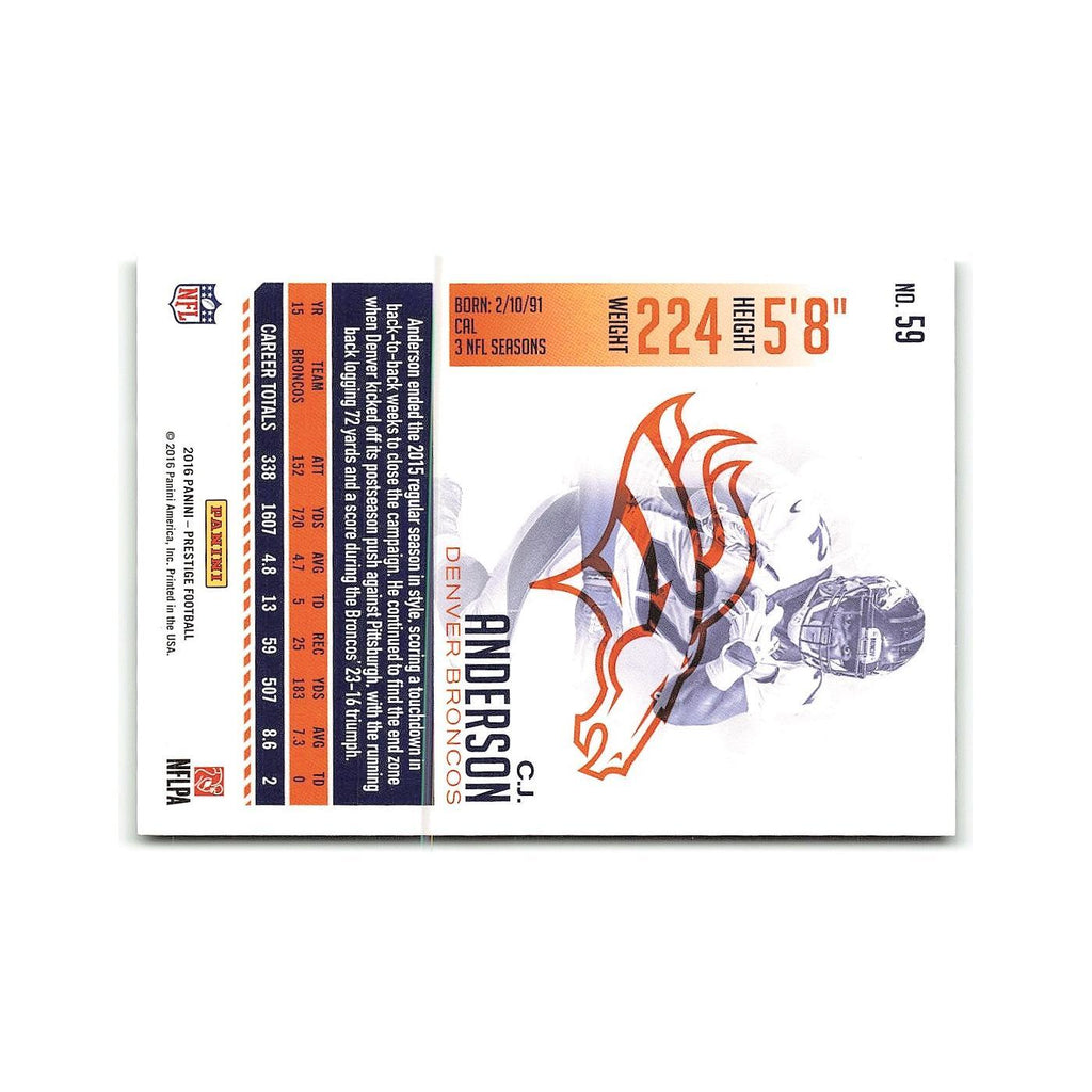 C.J. Anderson 2016 Panini Prestige #59 Denver Broncos Football Card NM