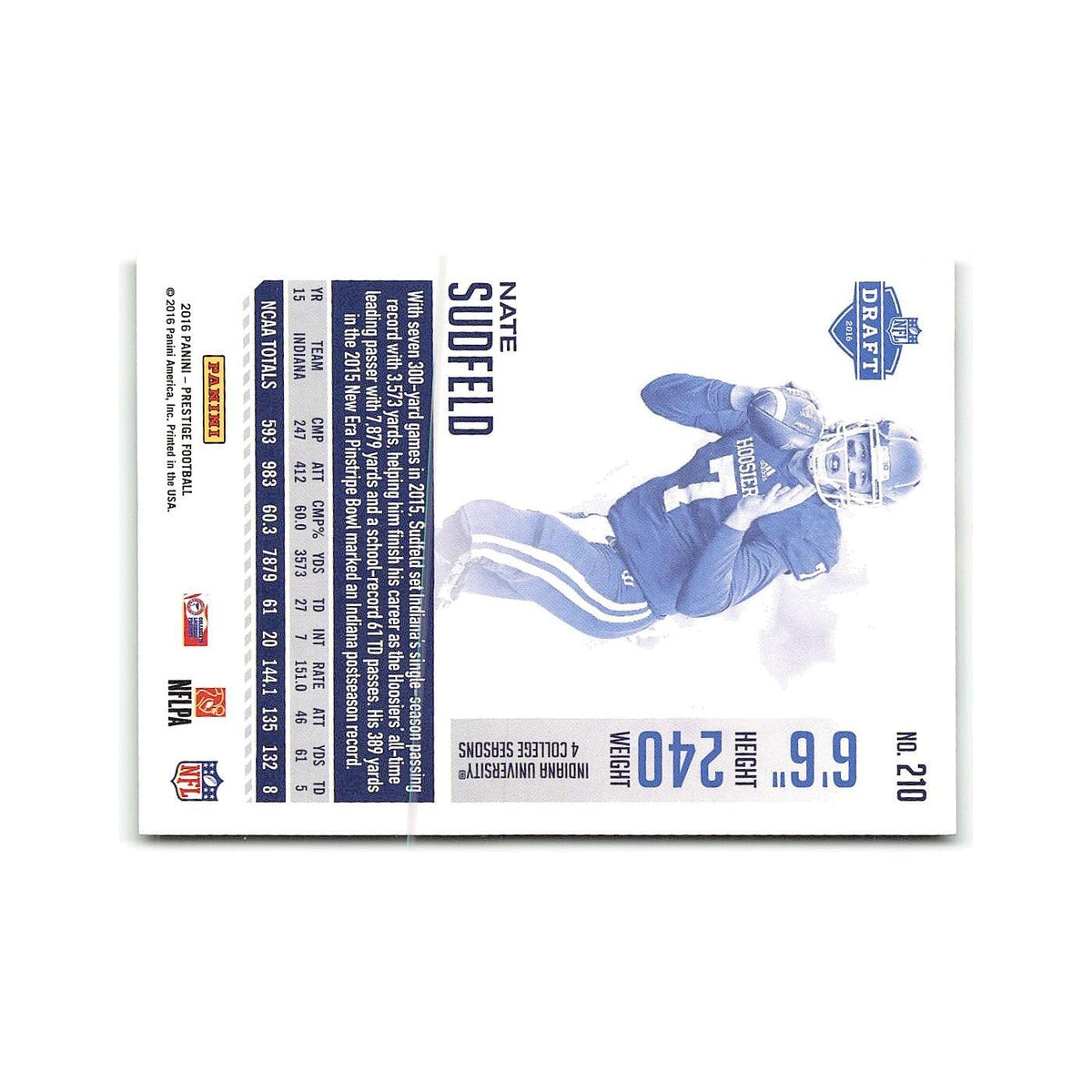 Nate Sudfeld Rookie 2016 Panini Prestige #210 Washington Redskins NM