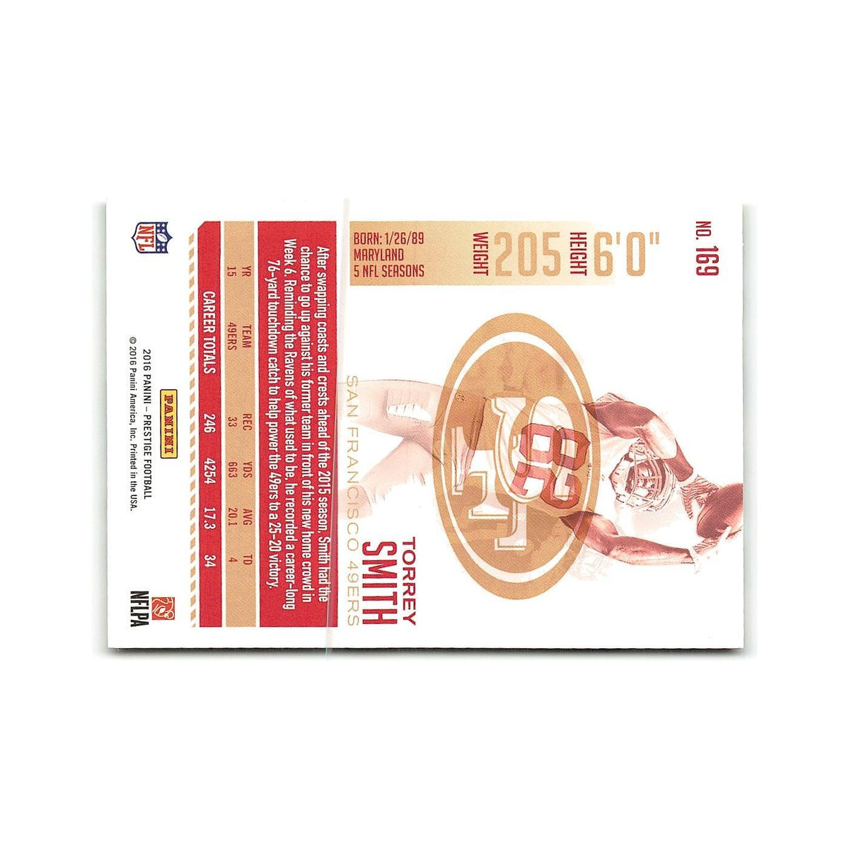 Torrey Smith 2016 Panini Prestige #169 San Francisco 49ers Football Card NM
