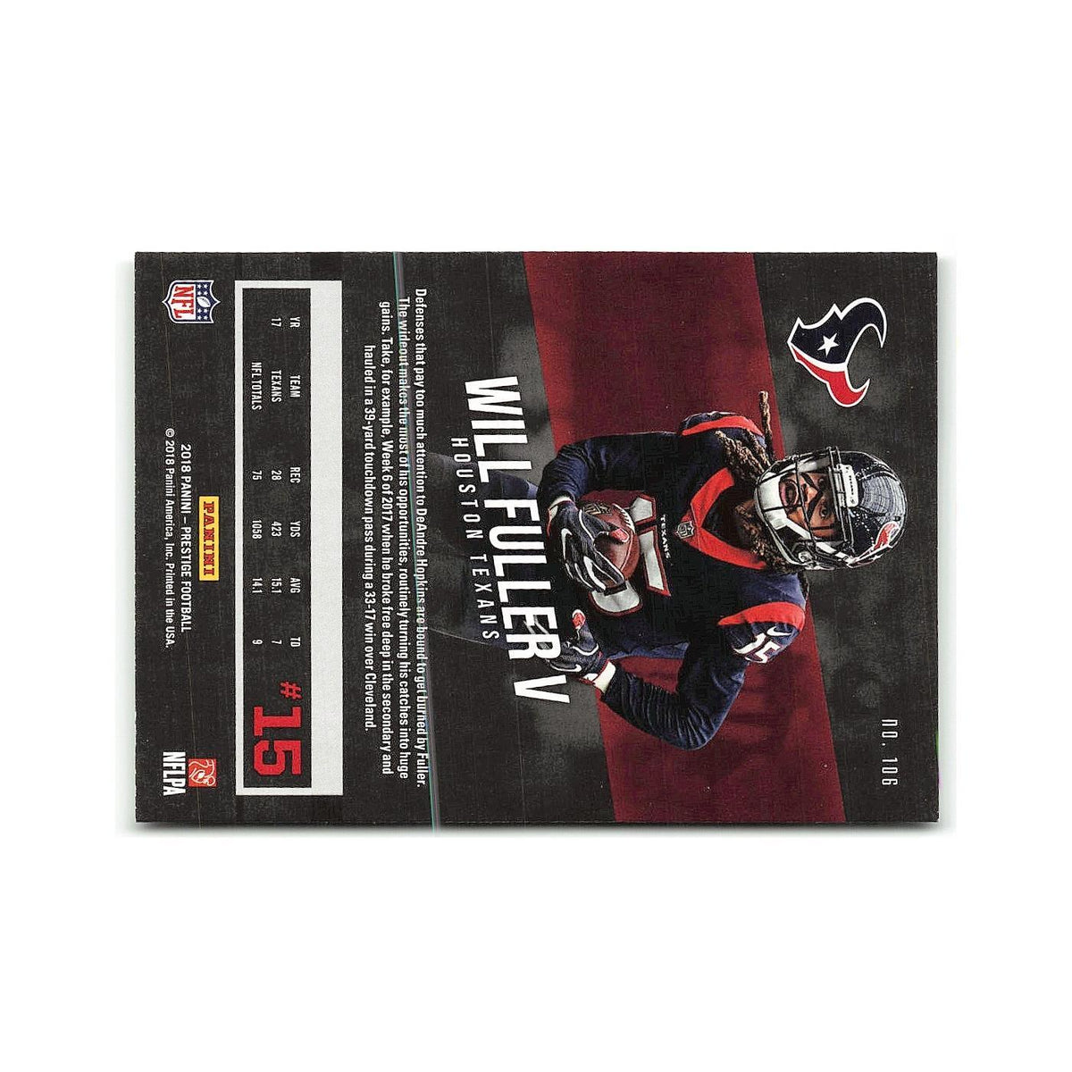 Will Fuller V 2018 Panini Prestige #106 Houston Texans Football Card NM