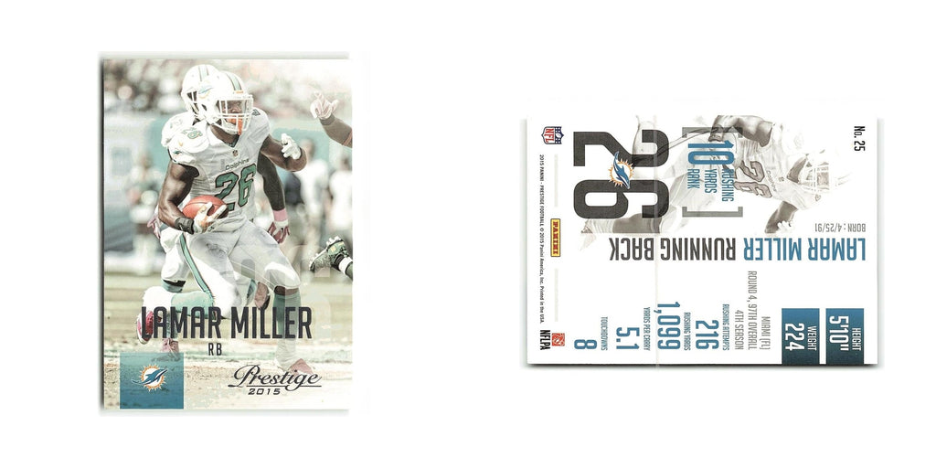 Lamar Miller 2015 Panini Prestige #25 Miami Dolphins Football Card NM