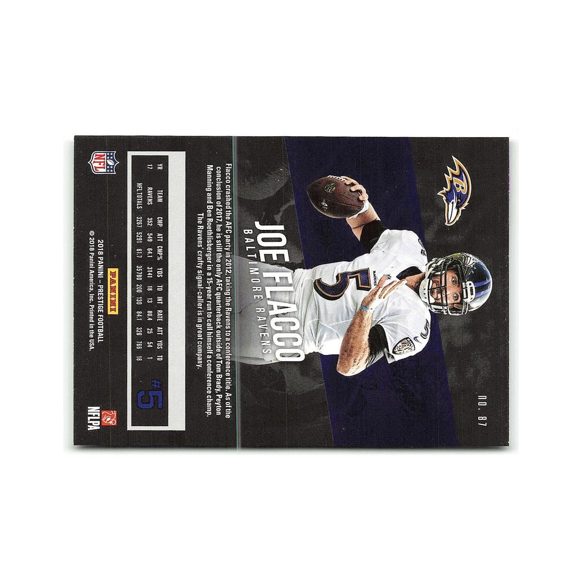 Joe Flacco 2018 Panini Prestige #87 Baltimore Ravens Football Card NM