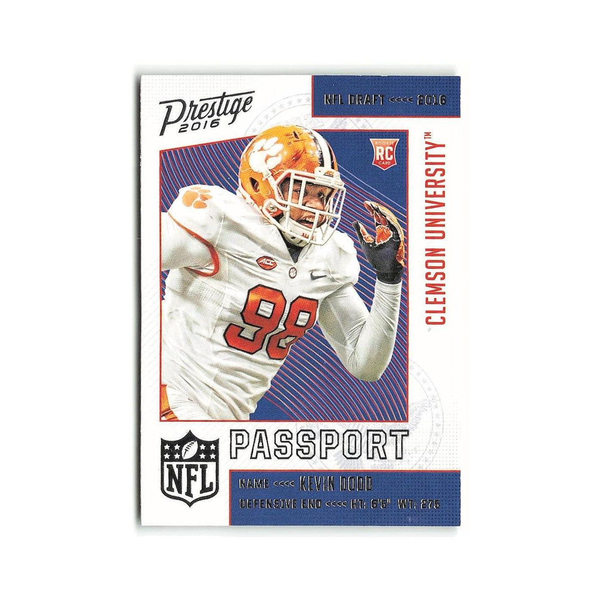 Kevin Dodd Rookie 2016 Panini Prestige #17 Clemson Tigers Football Card NM