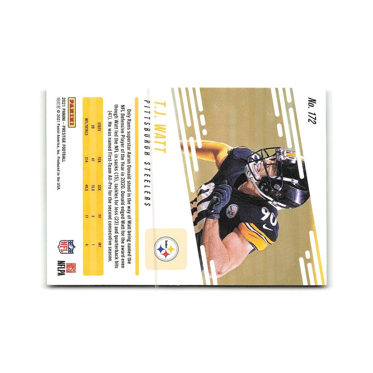 T.J. Watt 2021 Panini Prestige #172 Pittsburgh Steelers Football Card NM