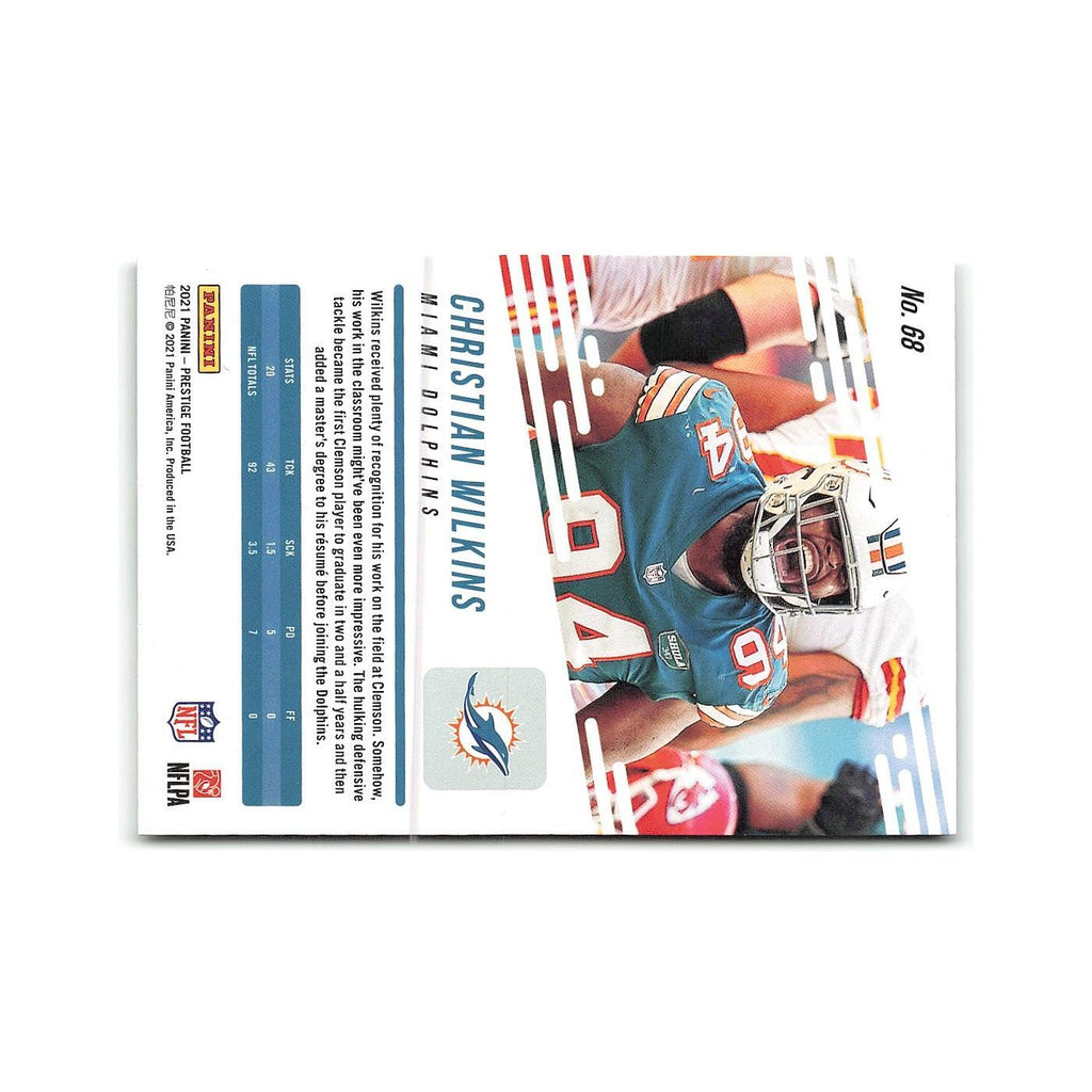 Christian Wilkins 2021 Panini Prestige #68 Miami Dolphins Football Card NM