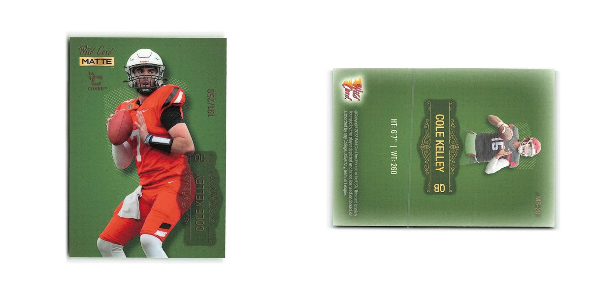 Cole Kelley #/250 2022 Wild Card Matte Green #MB-20 NM