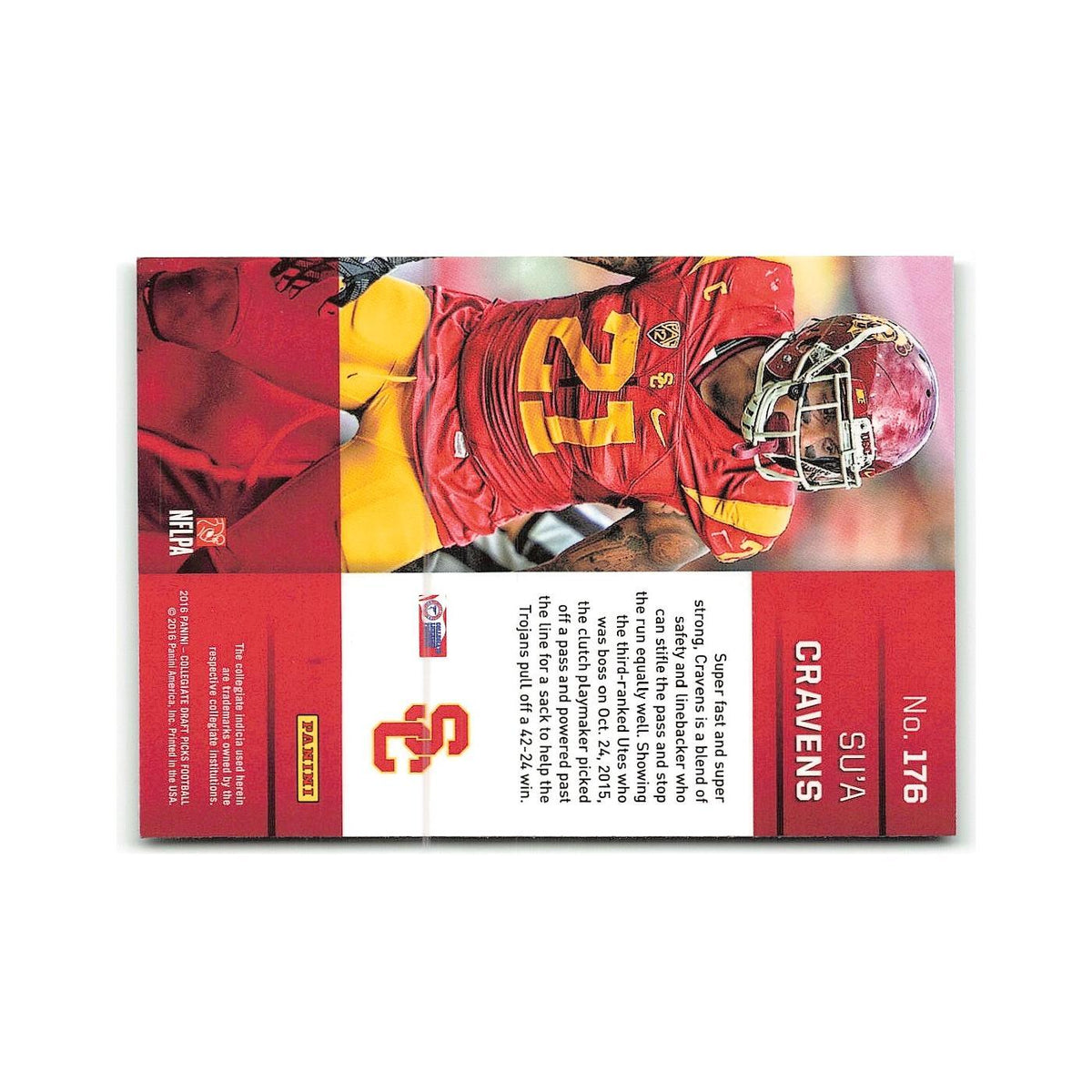 Su'a Cravens Rookie 2016 Panini Prizm Collegiate Draft Picks #176 USC Trojans NM