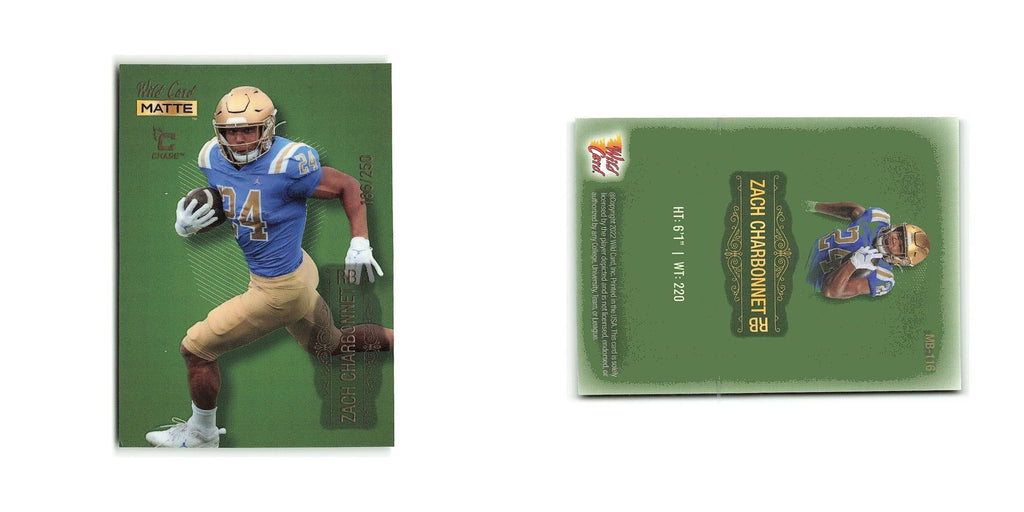 Zach Charbonnet #/250 2022 Wild Card Matte Green #MB-116 UCLA Bruins NM