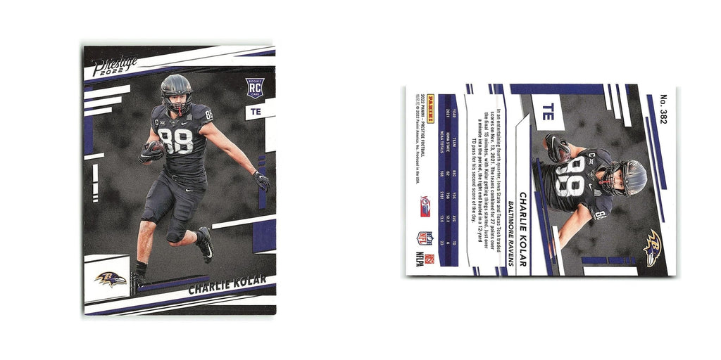 Charlie Kolar Rookie 2022 Panini Prestige #382 Baltimore Ravens Football Card NM