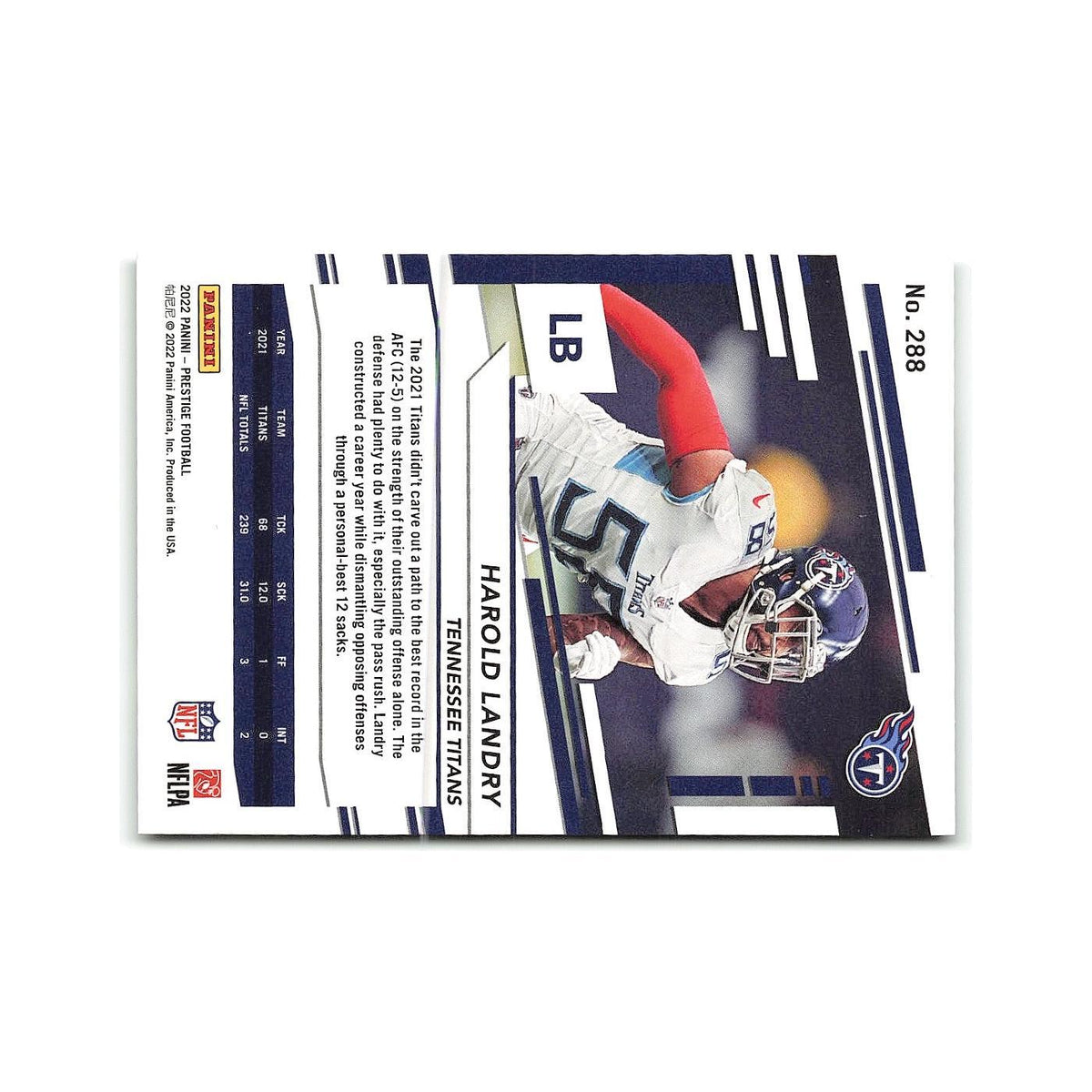 Harold Landry 2022 Panini Prestige #288 Tennessee Titans Football Card NM