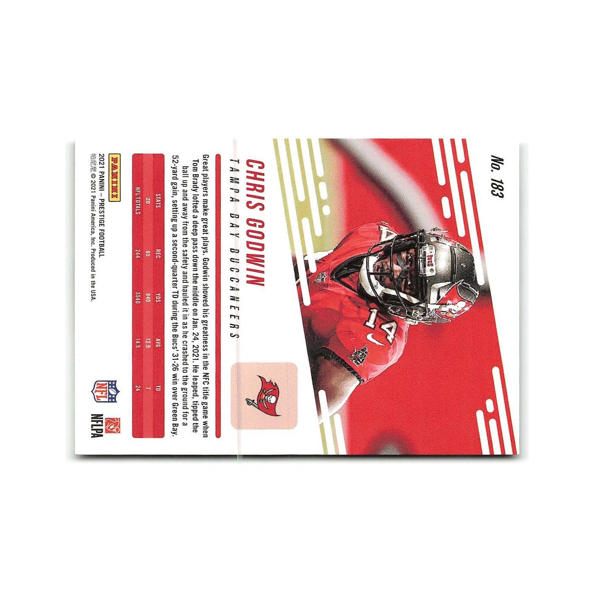 Chris Godwin 2021 Panini Prestige #183 Tampa Bay Buccaneers Football Card NM