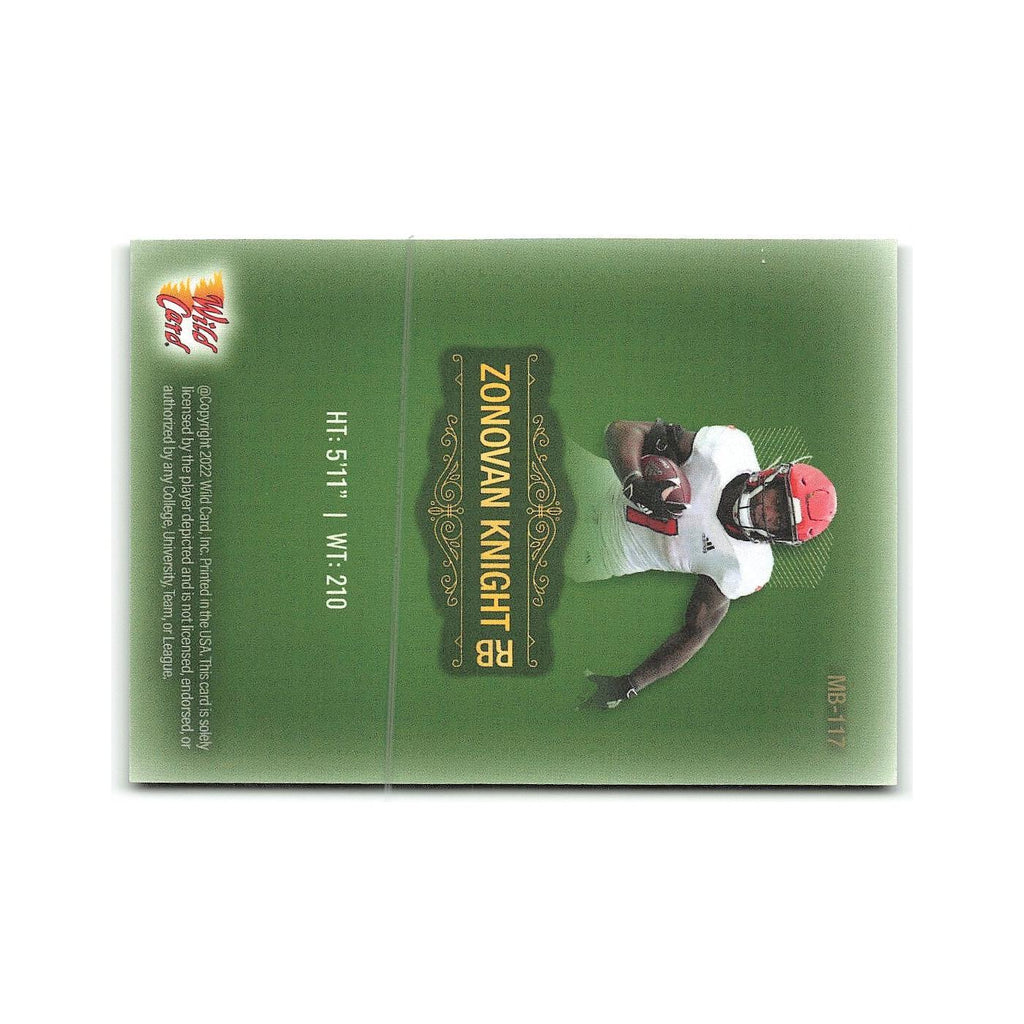 Zonovan Knight #/250 2022 Wild Card Matte Green #MB-117 NC State Wolfpack NM