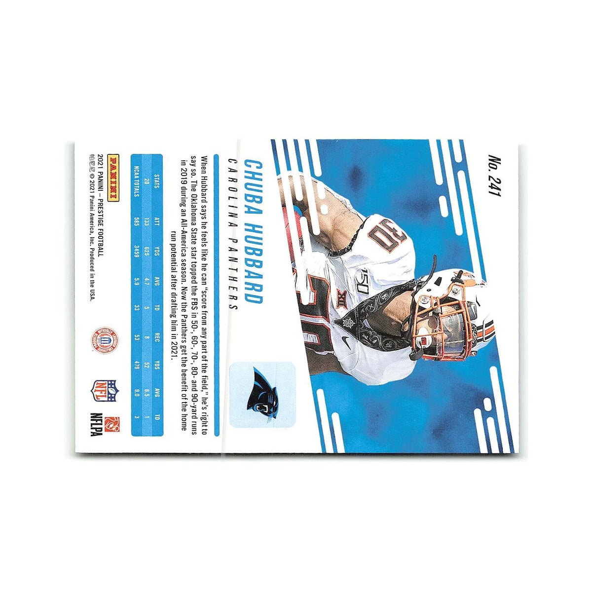 Chuba Hubbard Rookie 2021 Panini Prestige #241 Carolina Panthers NM