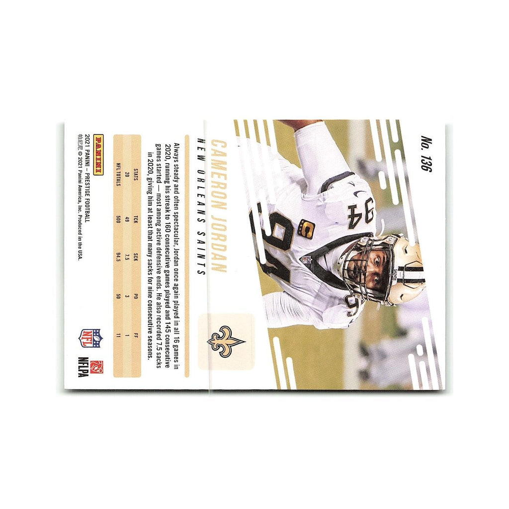 Cameron Jordan 2021 Panini Prestige #136 New Orleans Saints Football Card NM