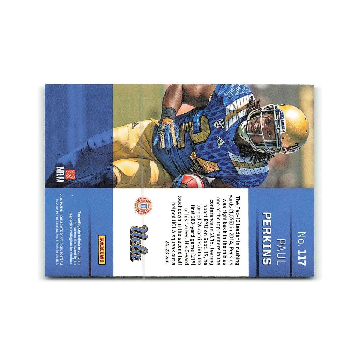 Paul Perkins Rookie 2016 Panini Prizm Collegiate Draft Picks #117 UCLA Bruins NM