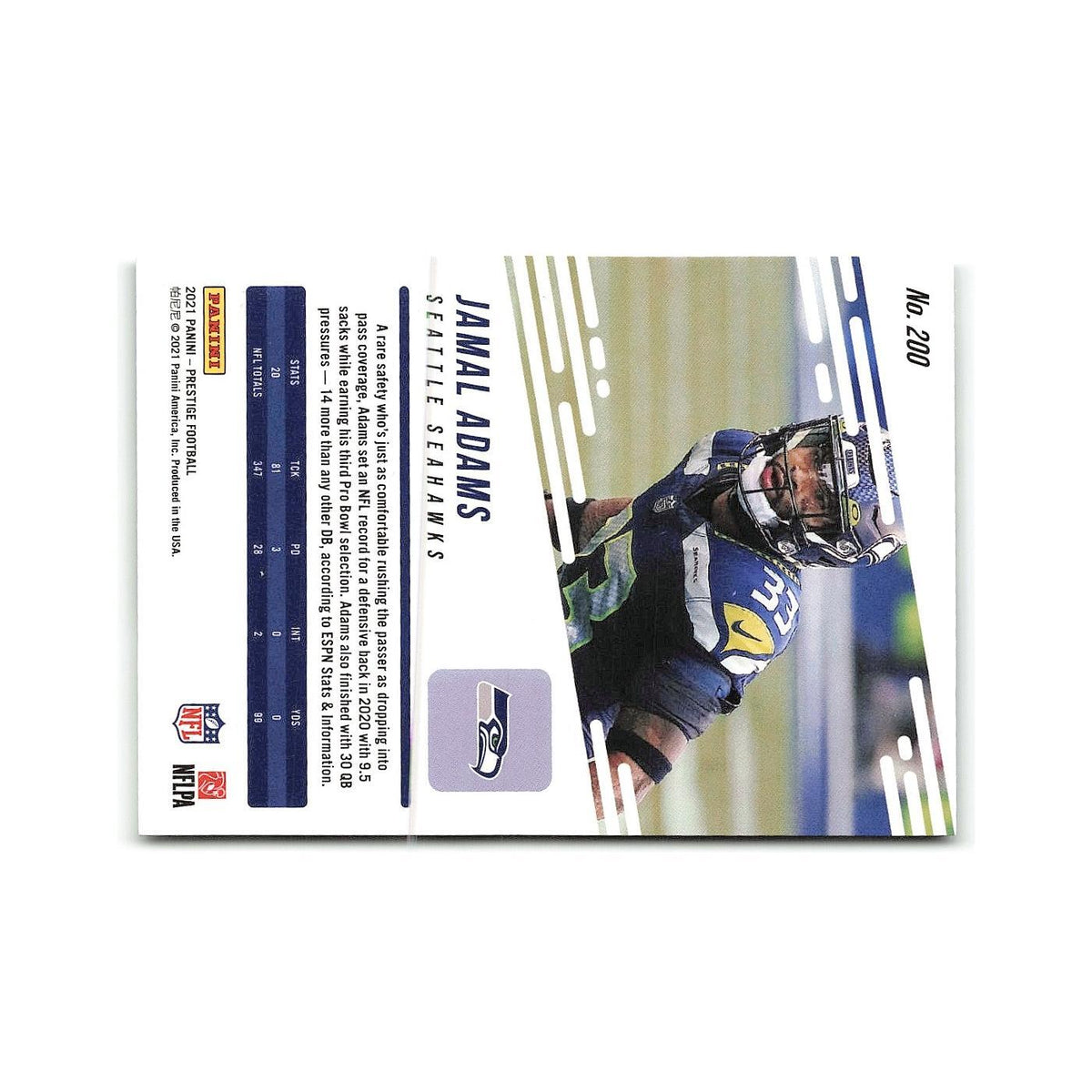 Jamal Adams 2021 Panini Prestige #200 Seattle Seahawks Football Card NM