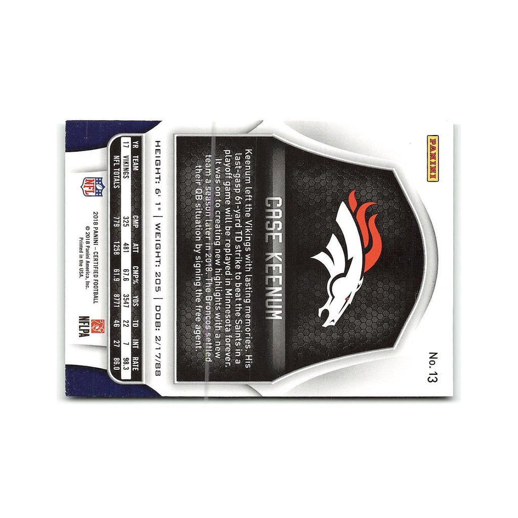 Case Keenum 2018 Panini Certified #13 Denver Broncos Football Card NM