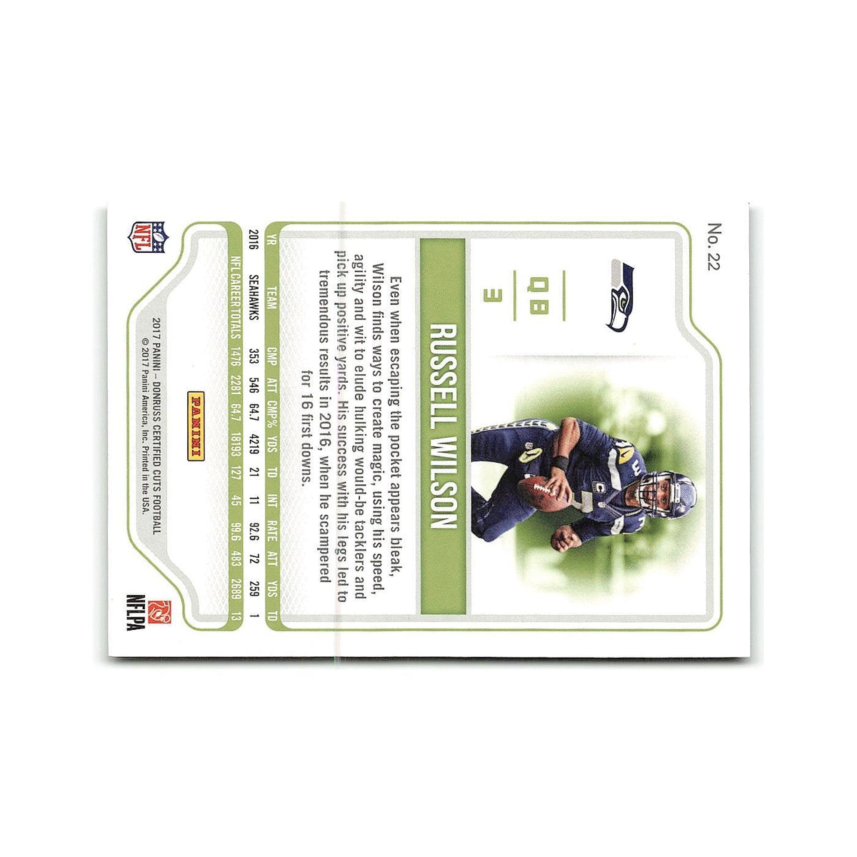 Russell Wilson 2017 Panini Certified Cuts #22 Seattle Seahawks Football Card NM