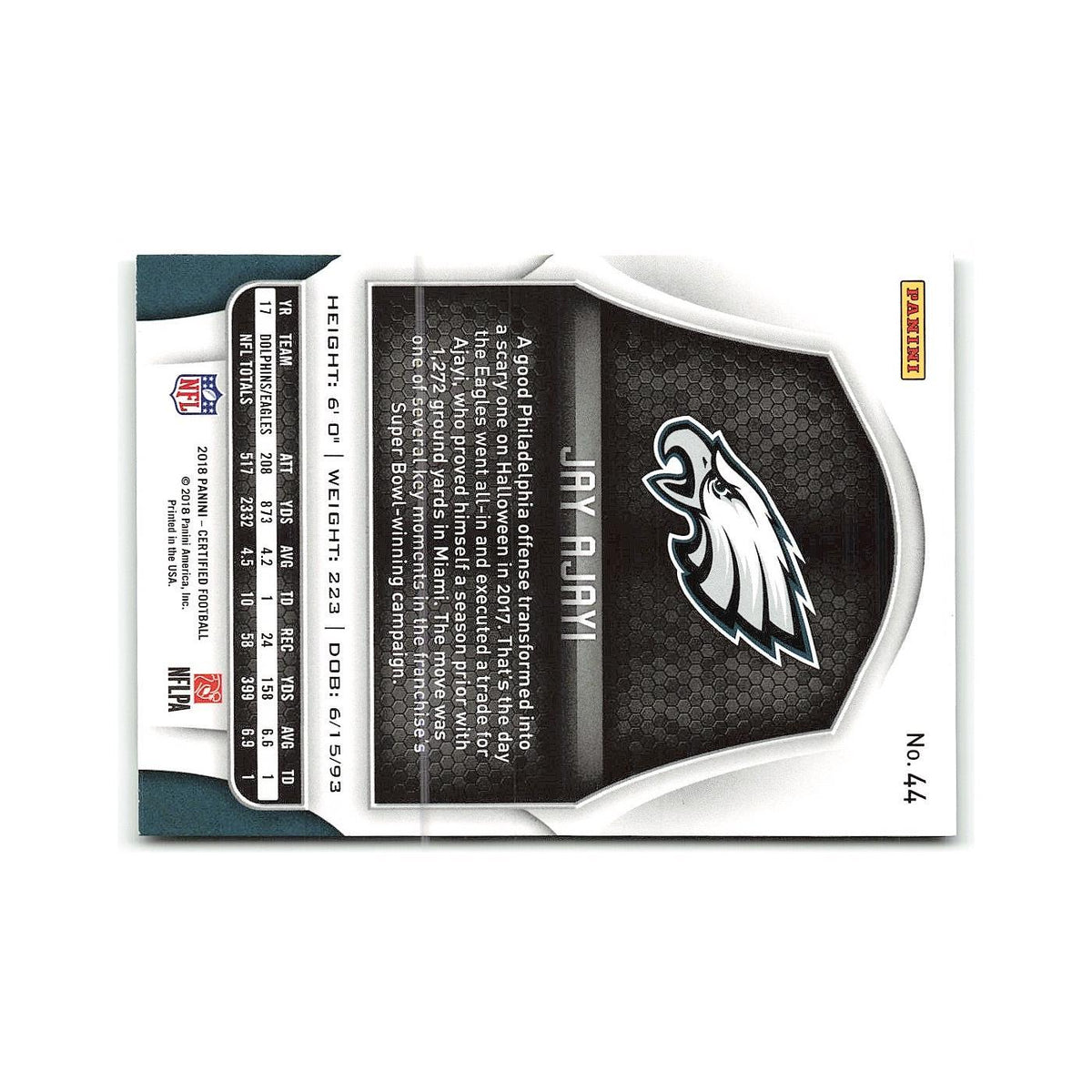 Jay Ajayi 2018 Panini Certified #44 Philadelphia Eagles Football Card NM