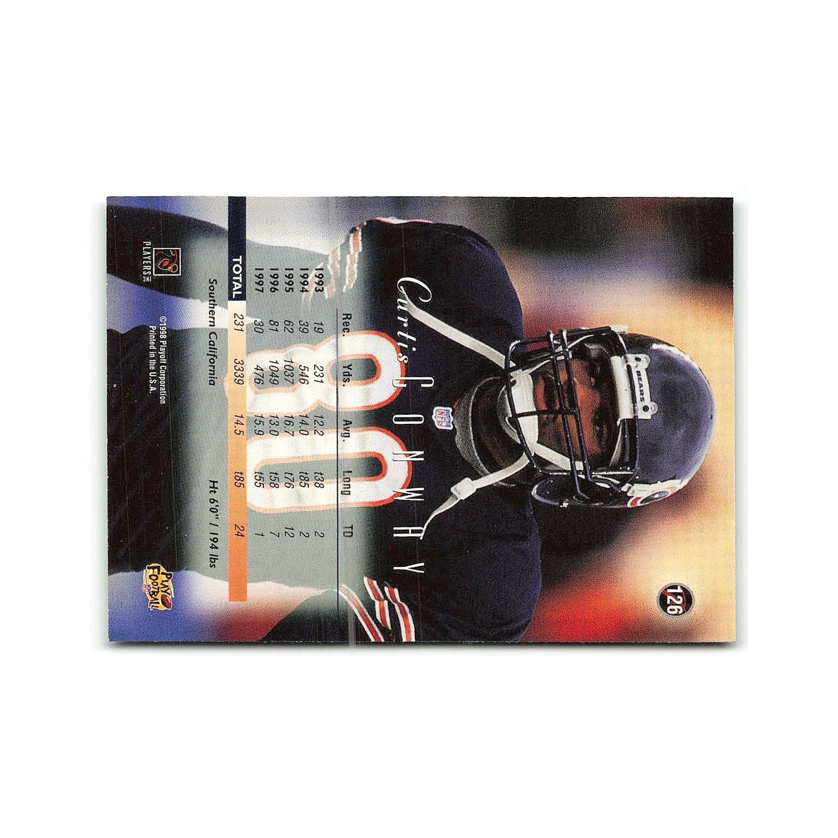 Curtis Conway 1998 Playoff Prestige #126 Chicago Bears Football Card NM